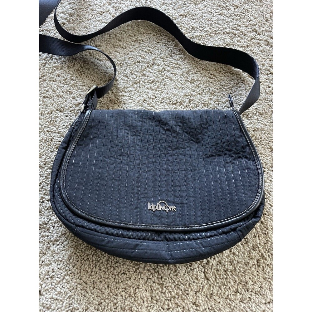 Kipling Louna Crossbody Bag Satchel Black Messenger Purse Adjustable Strap Med